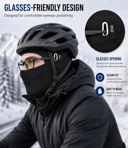 Balaclava Ski Mask, Warm Fleece Face Cover for Winter Cycling - color: Black