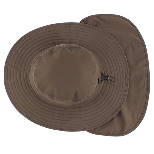 Connectyle Wide Brim Sun Hat for Men Women UPF 50+ Breathable Fishing Hat with Neck Flap Outdoor Hiking Safari Bucket Hats - color: Army Green