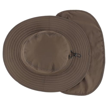 Connectyle Wide Brim Sun Hat for Men Women UPF 50+ Breathable Fishing Hat with Neck Flap Outdoor Hiking Safari Bucket Hats - color: Army Green