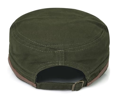Initlove Military Hat Cadet Army Cap Flat Top Hats for Men Women - color: Green