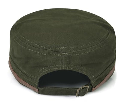 Initlove Military Hat Cadet Army Cap Flat Top Hats for Men Women - color: Green