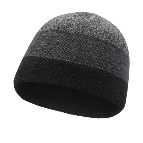 ZLYC Men Fashion Knit Fisherman Beanie Hat Winter Warm Thick Skull Cap - color: Mixed Black
