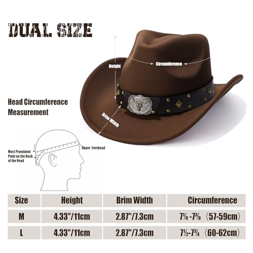 BELTROAD Cowboy Hat for Men Women, Western Cowboy Hats with Gift Hat Box - color: Brown(western Bull), size: Large