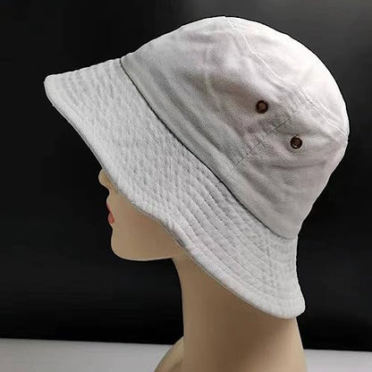 Premium Cotton Bucket Hats,Packable Hats for Men Women,Summer Bucket Hat,Fishing Sun Hats - color: White