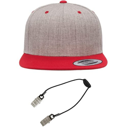 Yupoong Classics 6089 Wool-Blended Snapback Cap Bundle w/Cap Catcher - color: Heather/Red