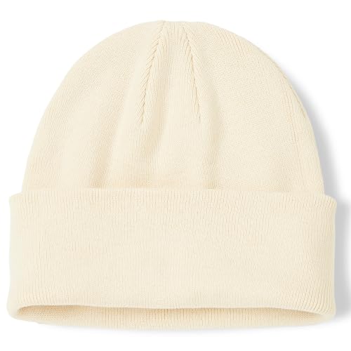 100% Cotton Beanie for Women Men Soft Knit Beanies Warm Winter Hat - color: Beige