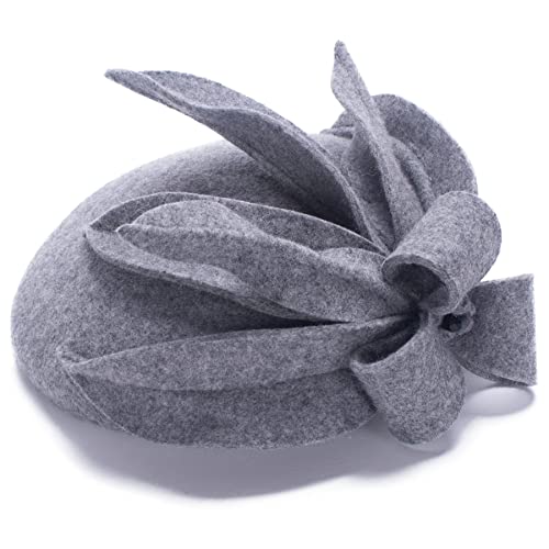 Womens Wool Felt Fascinator Cocktail Race Fancy Cheltenham Fesitval Hat A302,Gray,One Size