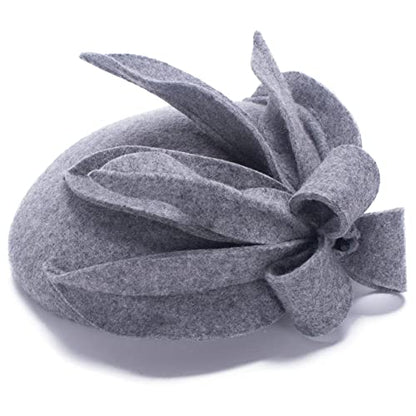 Womens Wool Felt Fascinator Cocktail Race Fancy Cheltenham Fesitval Hat A302,Gray,One Size
