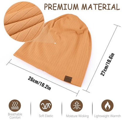 HAMUNI Slouchy Beanie for Men Women Soft Lightweight Chemo Headwear - color: Turmeric