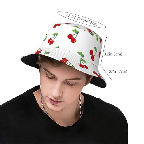 Bucket Hat for Men Women Funny Hat Unisex Foldable Summer Travel Beach Hat - color: Cherry Bucket Hats