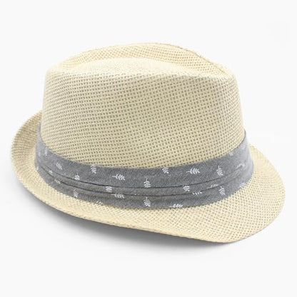 LIDHAY Straw Fedora Hat for Men Women |Short Brim Panama Sun Hat - color: Beige