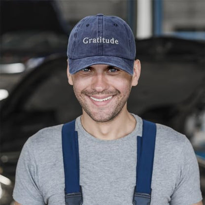 Speedy Pros Soft Washed Baseball Cap Gratitude Cotton Dad Hats for Men & Women - color: Grey