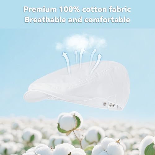 Men's Newsboy Flat Cap 100% Cotton Gatsby Ivy Golf Cabbie Hunting Summer Hat - color: Whitel, size: Medium