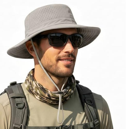 Men Breathable Adjustable Safari Boonie Hat - color: Khaki