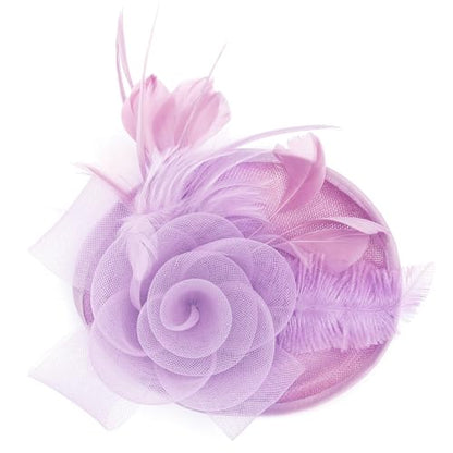 BABEYOND Fascinators Hats for Women Tea Party Mesh Flower Pillbox Derby Hat - color: Lavender