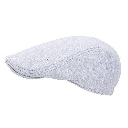 FEINION Men Cotton Newsboy Cap Soft Fit Cabbie Hat - color: Light Grey