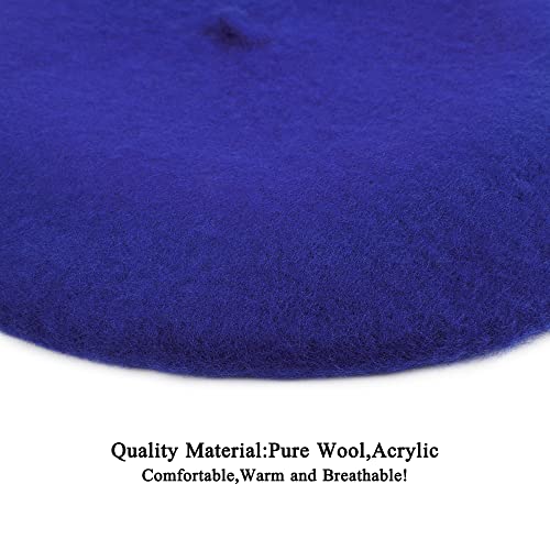 Wheebo Berets for Kids Wool French Beret Hats Artist Painter Hats for Little Girls Boys Solid Color Style - color: Sapphire