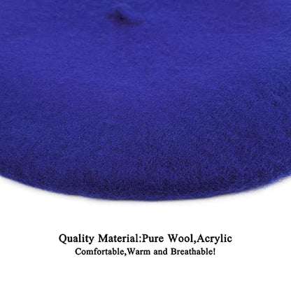 Wheebo Berets for Kids Wool French Beret Hats Artist Painter Hats for Little Girls Boys Solid Color Style - color: Sapphire