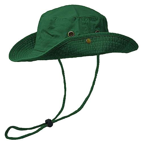 Glory Max Washed Cotton Bucket Hat with Chin Strap Fishing Sun Safari Boonie Cap - color: Hunter Green, size: Large-X-Large