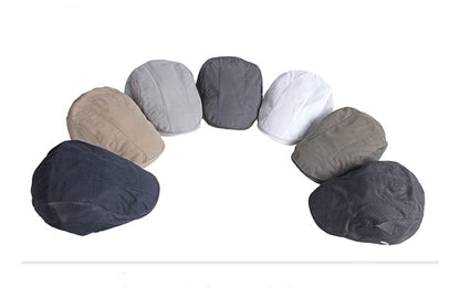 FASHIXD Mens Mesh Flat Caps Light Summer Beret Hat Breathable Newsboy Ivy Cap Cabbie Adjustable - color: Light Grey