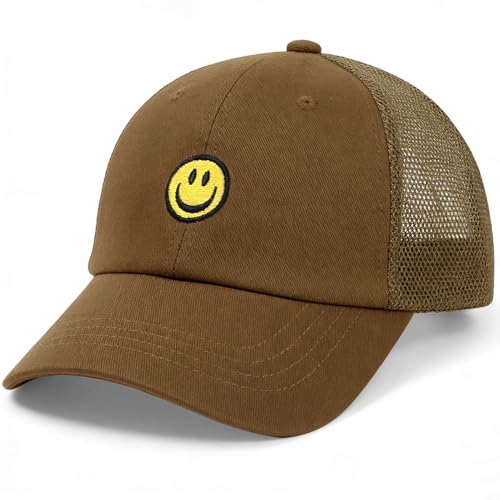 SONMONY Toddler Hat Smile Face Kids Baseball Cap Adjustable Cute Hat 3-12Y - color: Mesh-coffee