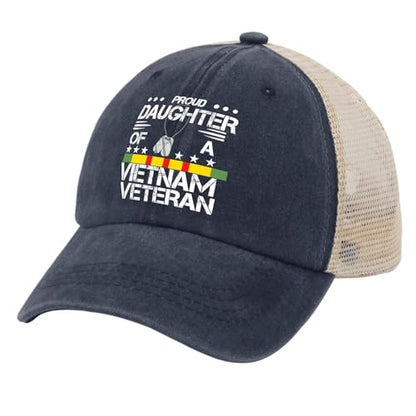 Proud Daughter of A Vietnam Veteran Hat Veteran Day for Women Baseball Cap Fashion Washed Hiking Hat Cotton - color: Purplish Blue01