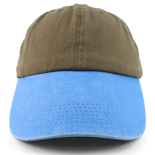 Armycrew XXL Oversize 4 Inch Long Bill Pigment Dyed Baseball Cap - color: Khaki Blue, size: One Size