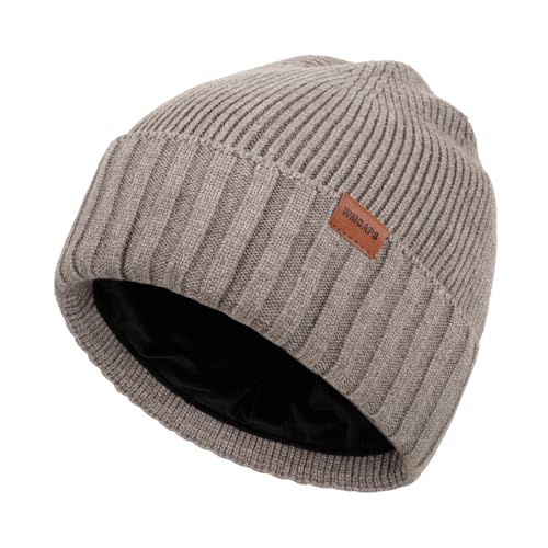 Wmcaps Fleece Lined Knit Beanie for Men Women, Soft Warm Winter Hat - color: Smoky Grey