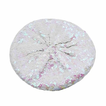 JUMISEE Sparkly Sequin Berets for Women Girls Fashion Beanie Hat Costume Accessories for Festival Party Dance - color: White
