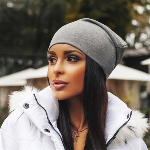 Cotton Slouchy Beanie hat Candy Color Chemo Skull Cap Men Women Beanies - color: Blue