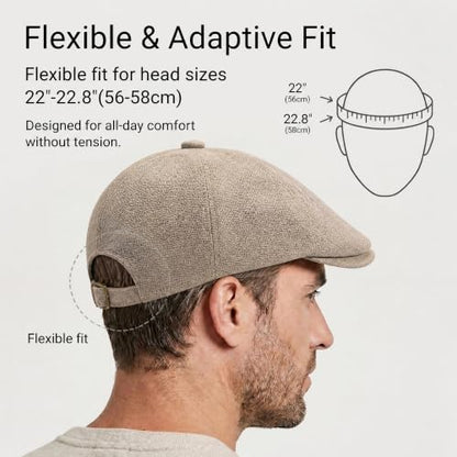 ZLYC Newsboy Cap for Men Summer Flat Cap Lightweight Beret Hat - color: Buckle Beige