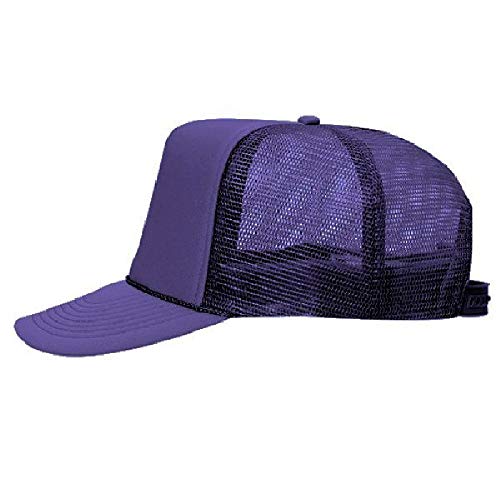 OTTO Polyester Foam Front 5 Panel High Crown Mesh Back Trucker Hat - color: Purple