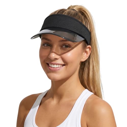 Sun Visor Hat for Women Men Adjustable Sport Visors for Summer Sports Travel Outdoor Activity - color: Black