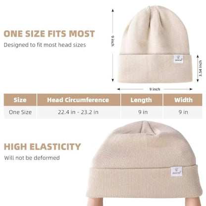 3 Pack Satin Lined Winter Beanie Hats for Women Men,Silk Lined Womens Beanies Knit Soft Warm Cuffed Hat - color: Black+caramel+olive Green