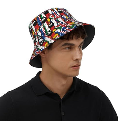 Bucket Hat for Men Women Packable Sun Hats Fisherman Outdoor Summer Travel Hiking Beach Caps - color: Cat Flag