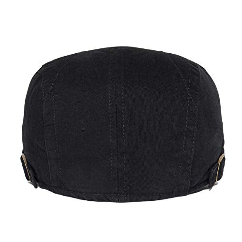 VOBOOM Men Cotton Newsboy Beret Hat Duckbill Buckle Cabbie Cap - color: Cotton-black