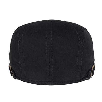 VOBOOM Men Cotton Newsboy Beret Hat Duckbill Buckle Cabbie Cap - color: Cotton-black