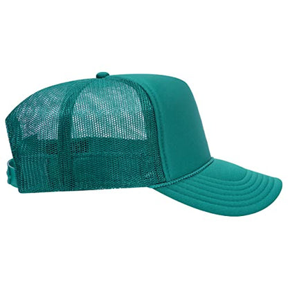 OTTO Wholesale 12 x Polyester Foam Front 5 Panel High Crown Mesh Back Trucker Hat - (12 Pcs) - color: Jade