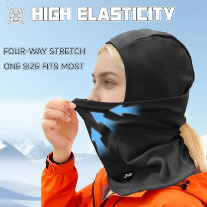 Balaclava Ski Mask for Men Women, Warm Fleece Face Mask Full Cover for Cold Weather Skiing Cycling, Ponytail Friendly - color: Rose Pink
