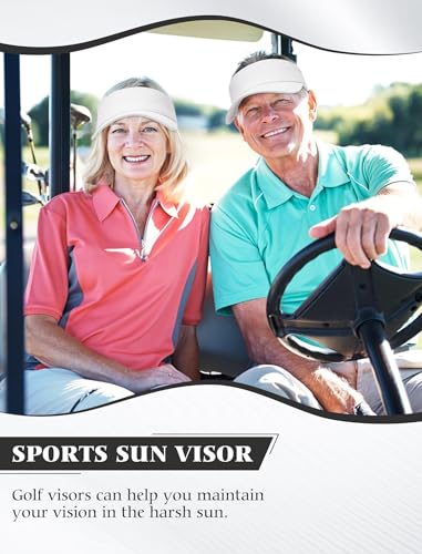12 Pack Sun Visor Hats Softball Adjustable Cap Sun Protection for Women Men - color: White
