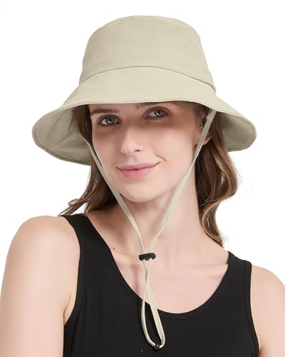 Waterproof Bucket Hat Hiking Hat for Women, Wide Brim Rain Hat UV Protection Sun Hat Packable Boonie Hat for Fishing Beach - color: Avocado Green