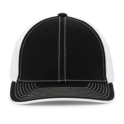 Pacific Headwear Unisex Adult Pacific Headwear Trucker Flexfit® Cap - color: Black/White/Black, size: Small-Medium