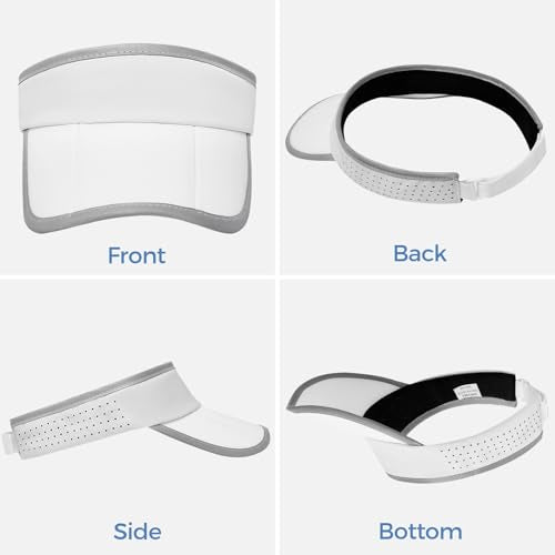 Foldable Sports Sun Visor Hat - Adjustable Running Golf Tennis Cap with Mesh&Reflective Design, Quick Drying for Men & Women - color: White/Reflective
