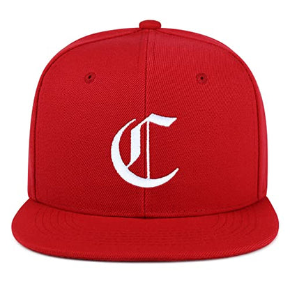 JPAK Old English Letter C Hip-Hop Snapback Hat Embroidered Baseball Cap English Alphabet - color: 12. Red