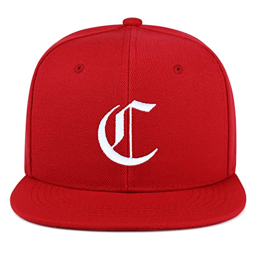 JPAK Old English Letter C Hip-Hop Snapback Hat Embroidered Baseball Cap English Alphabet - color: 12. Red