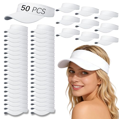 Adjustable Sport Sun Visor Hats Bulk Solid Color Blank Golf Cap Anti Ultraviolet for Beach Tennis Baseball - color: White