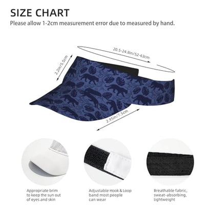 Adjustable Lightweight Open Top Sports Sun Visor Hat Cap for Golf Tennis - color: Midnight Leopard