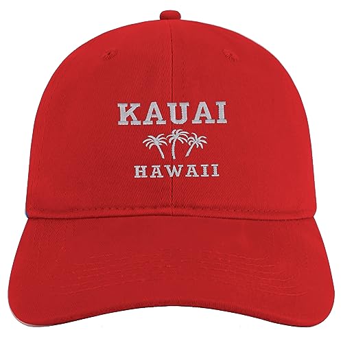 Trendy Apparel Shop Kauai Hawaii Embroidered Brushed Cotton Cap - color: Red