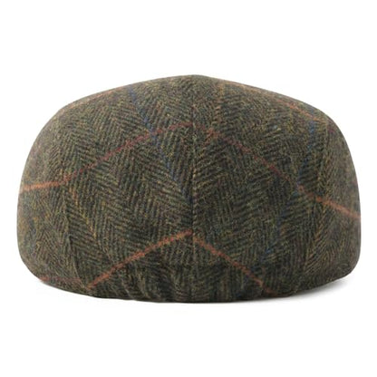 FEINION Men Wool Blend Flat Cap Tweed Newsboy Ivy Hat - color: Plaid Green