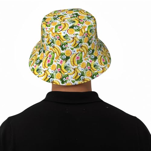 Bucket Hat for Men Women Packable Sun Hats Fisherman Outdoor Summer Travel Hiking Beach Caps - color: Banana